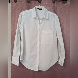 Women's Quince Button Down Blouse Crisp Clean Organic Cotton W/Sweater Or Blazer